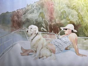 A day on the boat watercolor