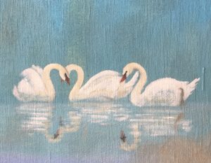 Three swans oil