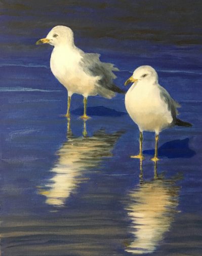 The happy couple: two seagulls oil