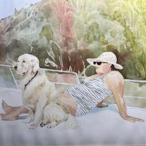 A day on the boat watercolor