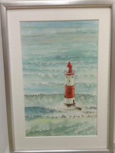 Lighthouse framed watercolor