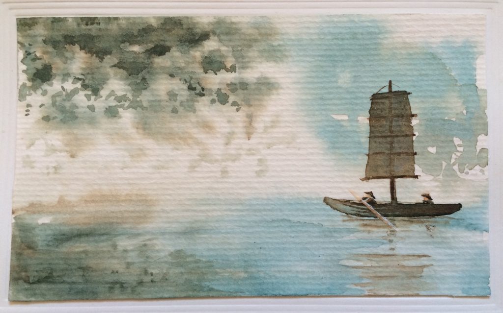 In the boat watercolor