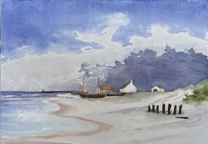 Fishers' village watercolor