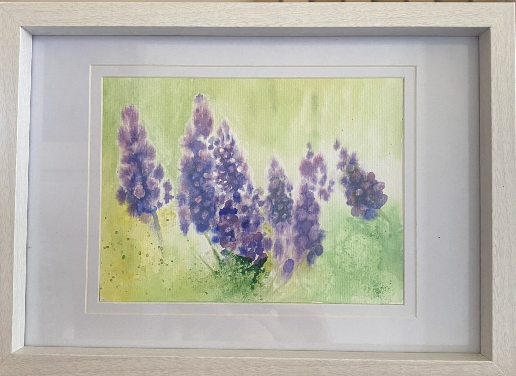 Purple party framed watercolor