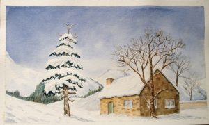 Winter trees watercolor